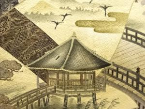 アンティーク　浮御堂模様男物長襦袢